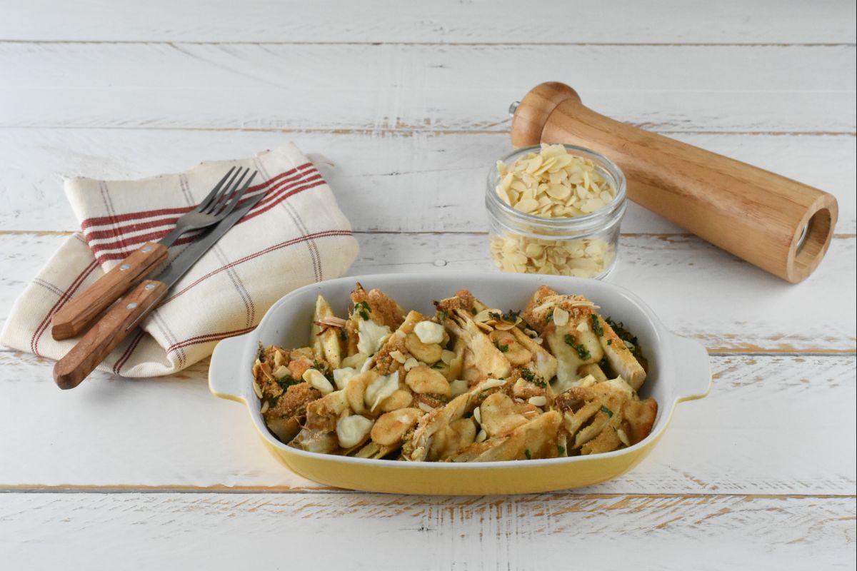 Mit Mandeln überbackener Fenchel