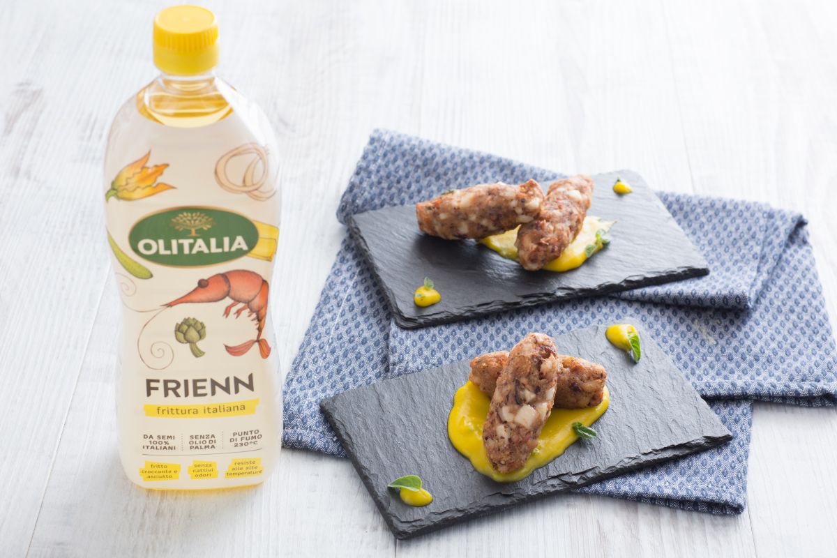 Oktopuskroketten auf Safran-Kartoffelcreme