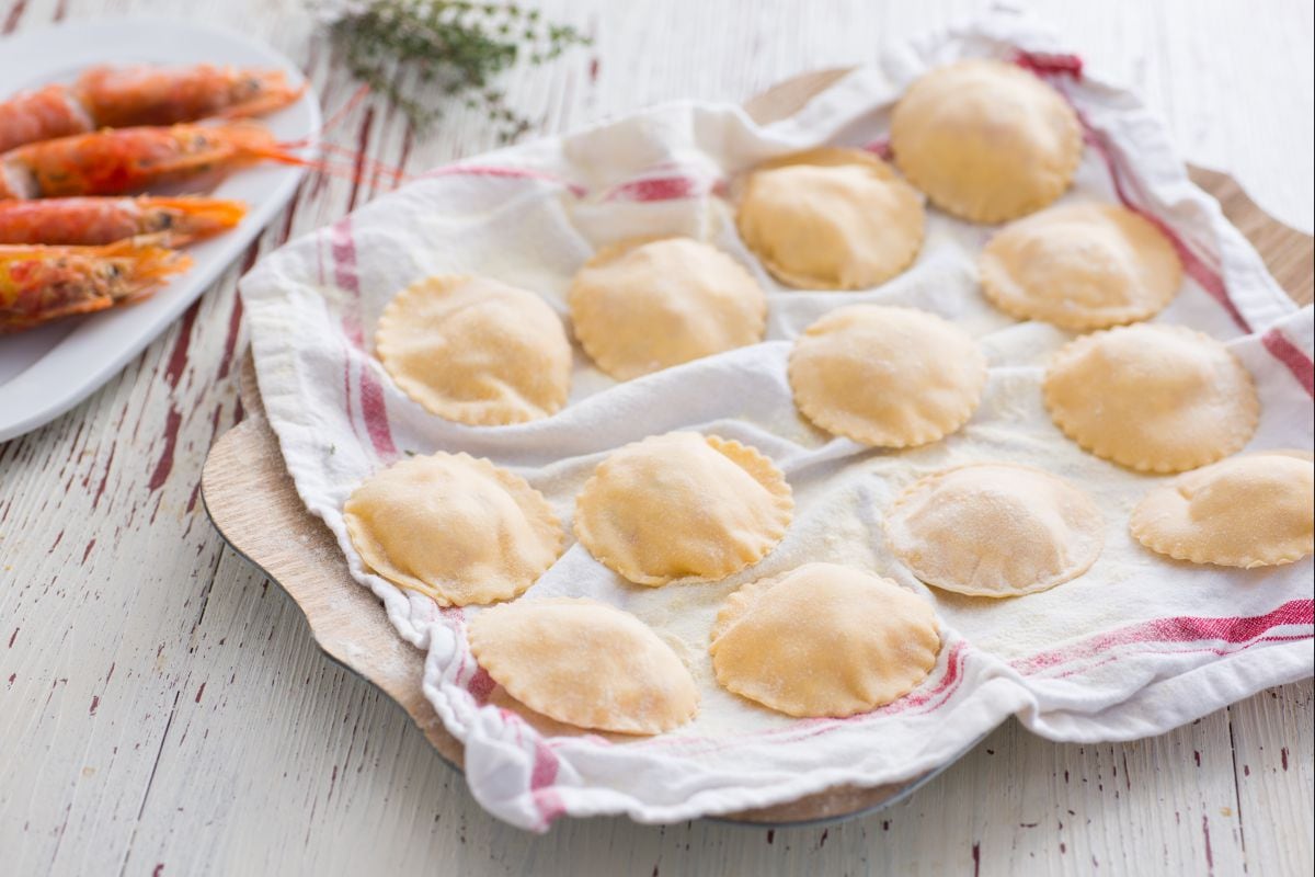 Garnelen- und Zitronenravioli