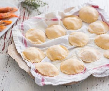 Garnelen- und Zitronenravioli