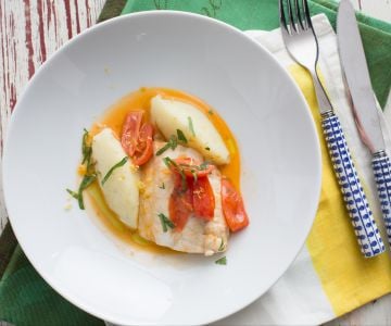 Goldbrassenfilets in verrücktem Wasser mit Kartoffelpüree