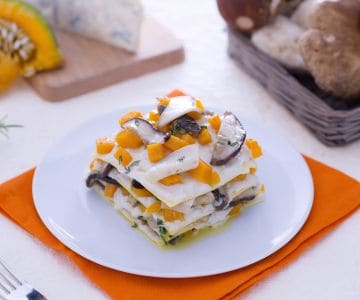 Lasagne mit Steinpilzen, Kürbis und Gorgonzola