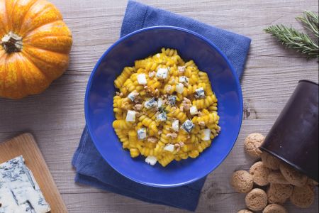 Pasta mit Kürbis, Gorgonzola und Amaretto