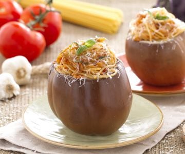 Gefüllte Auberginen mit Spaghetti alla Norma