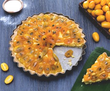 Torte mit karamellisierten Kumquats