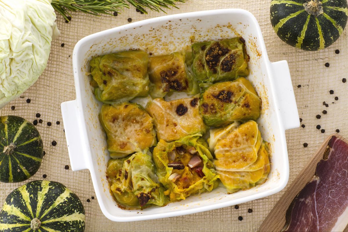 Kohlrouladen mit Kürbis