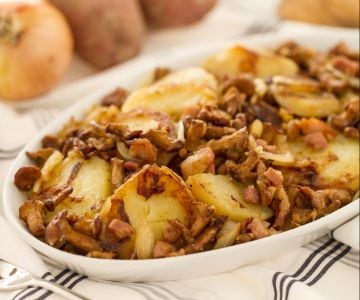 Pfifferlingsgröstl mit Speck