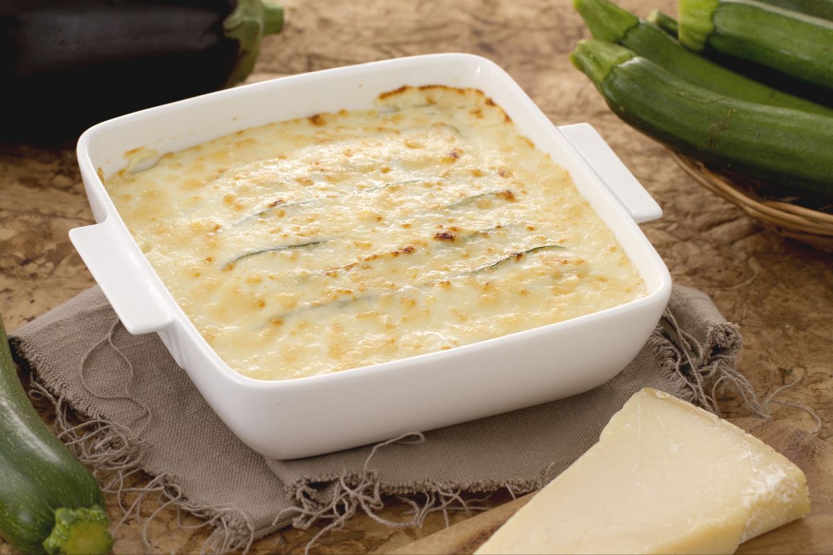 Weiße Gemüselasagne mit Parmesan
