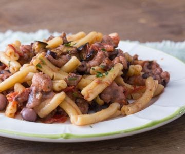 Casarecce mit moscardini und Auberginen
