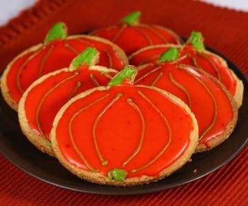 Kürbisförmige Zuckergusskekse