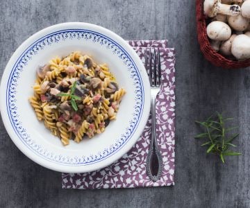 Pasta mit Pilzen und Bohnen