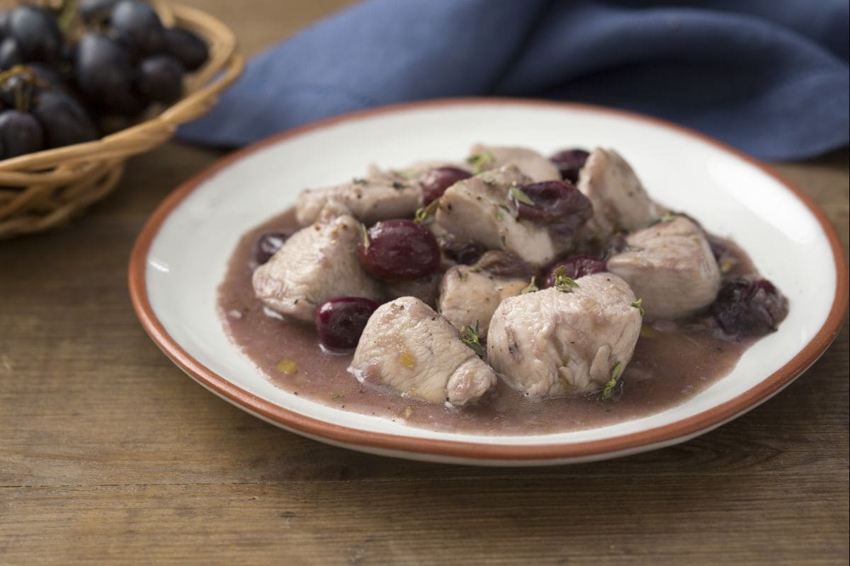 Hähnchenstücke mit Trauben