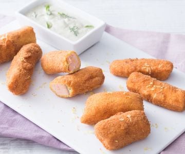 Lachsstäbchen mit Kräuterpilzcreme
