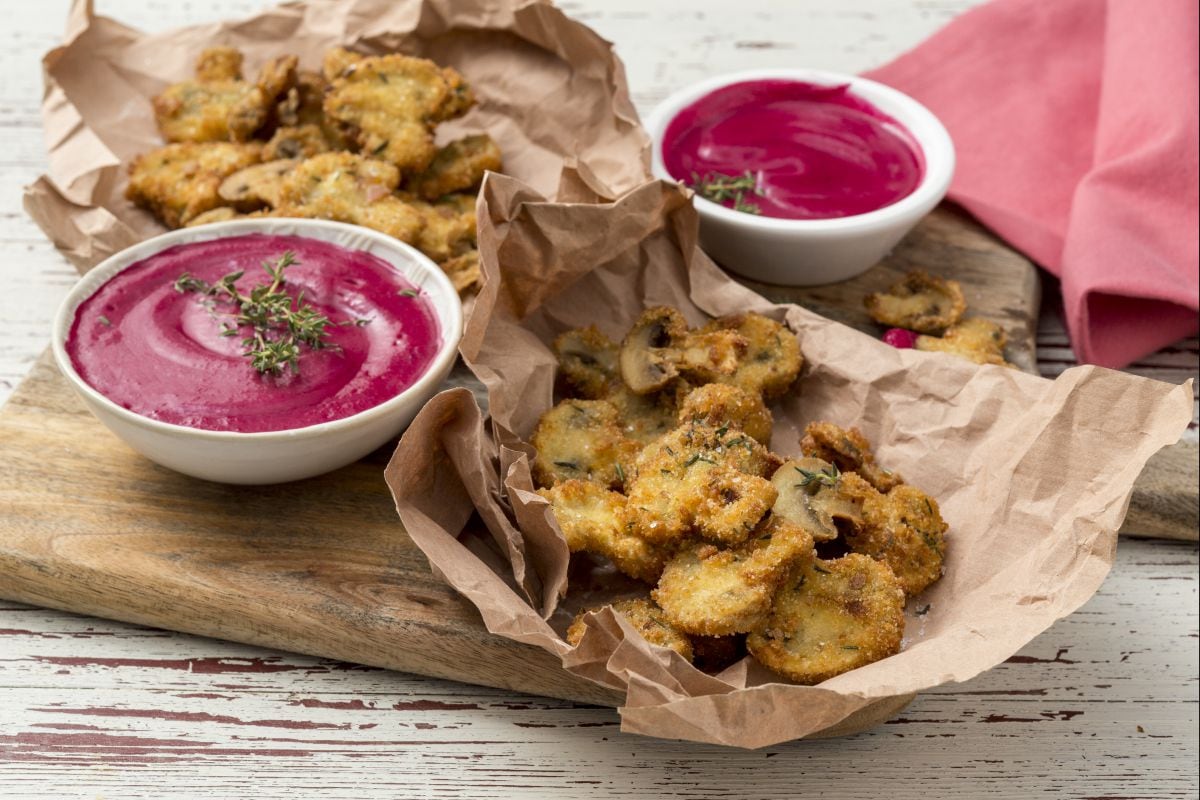 Gebratene Pilze mit Rote-Bete-Mayonnaise