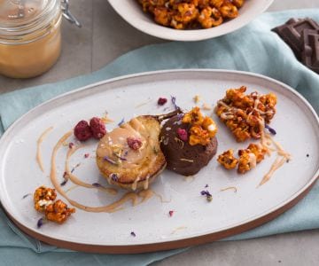 Birnen und Schokolade mit salzigem Karamell