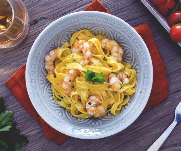 Fettuccine mit Garnelencreme und Brandy