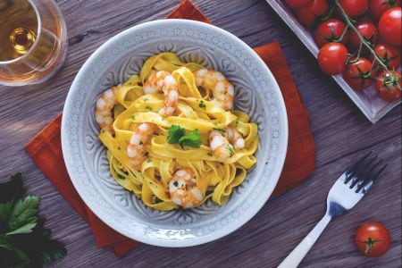 Fettuccine mit Garnelencreme und Brandy
