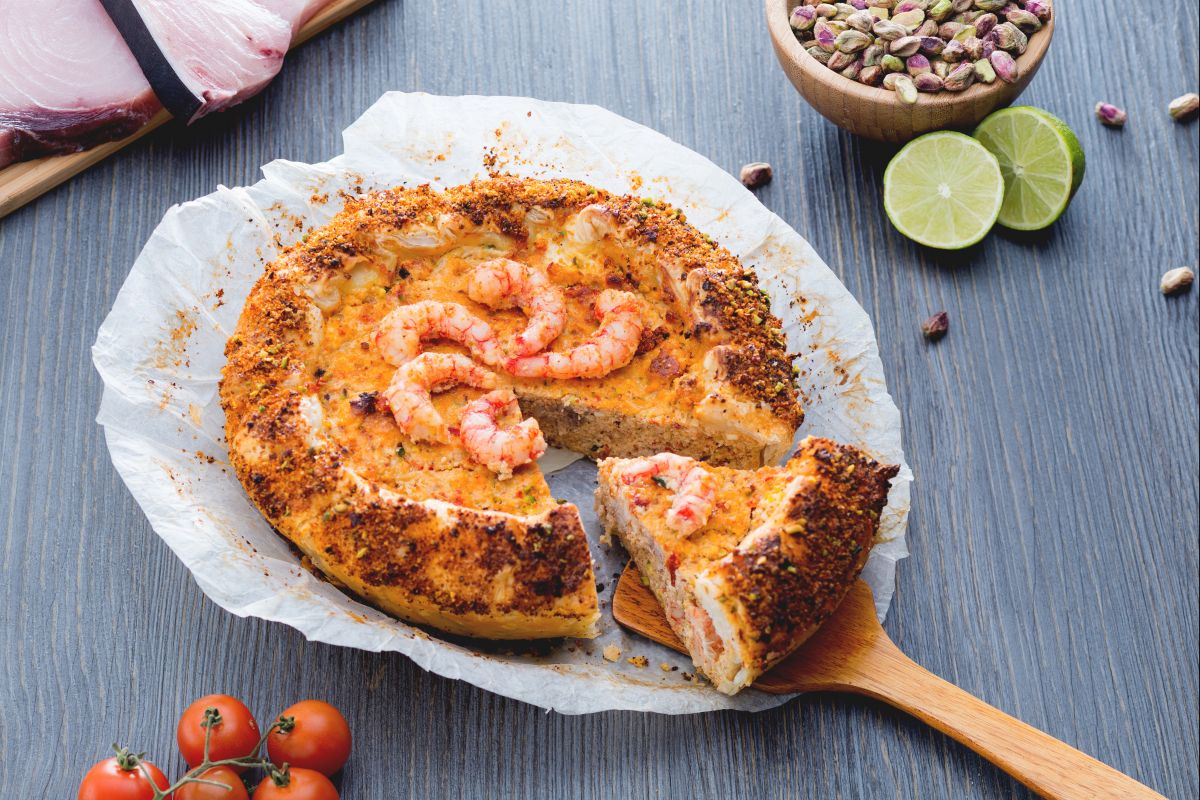 Blätterteig mit Schwertfisch und Garnelen