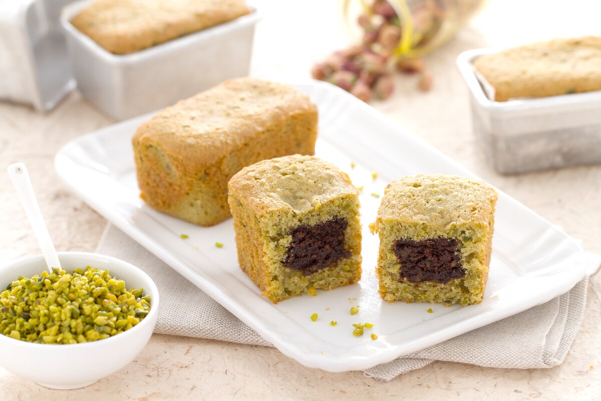 Mini-Pistazienkuchen mit Nesquik-Kern