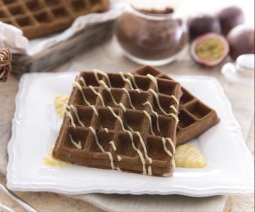 Schokoladen- und Passionsfruchtwaffeln