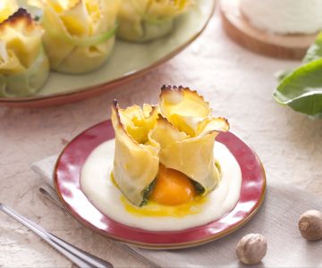 Frischpastatäschchen mit geschmolzenem Eigelb