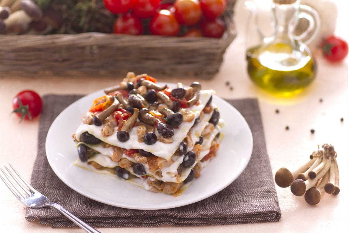 Lasagne mit Kaninchenragout und Pilzen