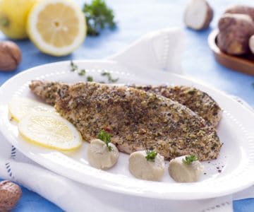 Schwertfisch in Kruste mit Topinamburpüree