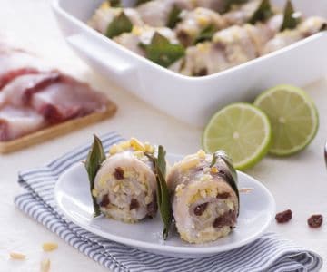 Schwertfischröllchen a beccafico mit Limette und Ingwer