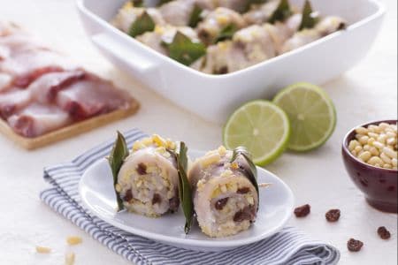 Schwertfischröllchen a beccafico mit Limette und Ingwer