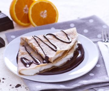 Kastanienmehl-Crepes mit Mascarpone und Schokoladenganache