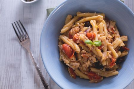 Pasta mit Flussbarsch
