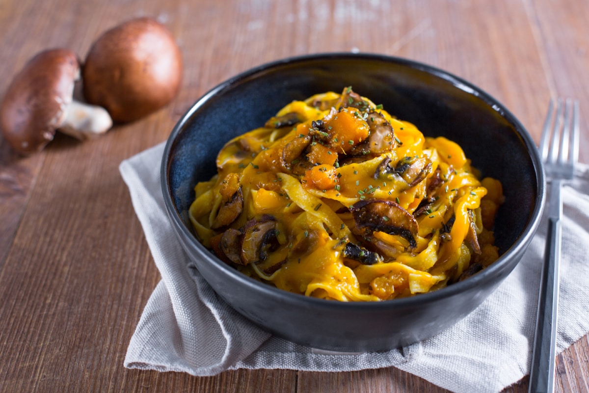 Pasta mit Kürbis und Pilzen