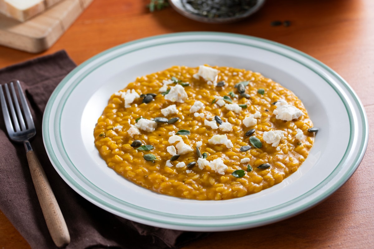 Cremiger Kürbis- und Quartirolo-Risotto