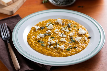 Cremiger Kürbis- und Quartirolo-Risotto