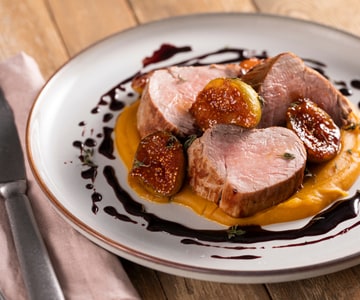 Schweinefilet mit Kürbis und Feigen