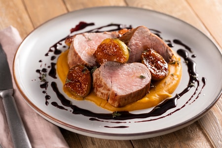 Schweinefilet mit Kürbis und Feigen