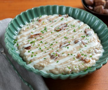 Risotto mit Kastanien und Castelmagno-Fondue