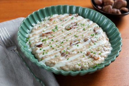Risotto mit Kastanien und Castelmagno-Fondue