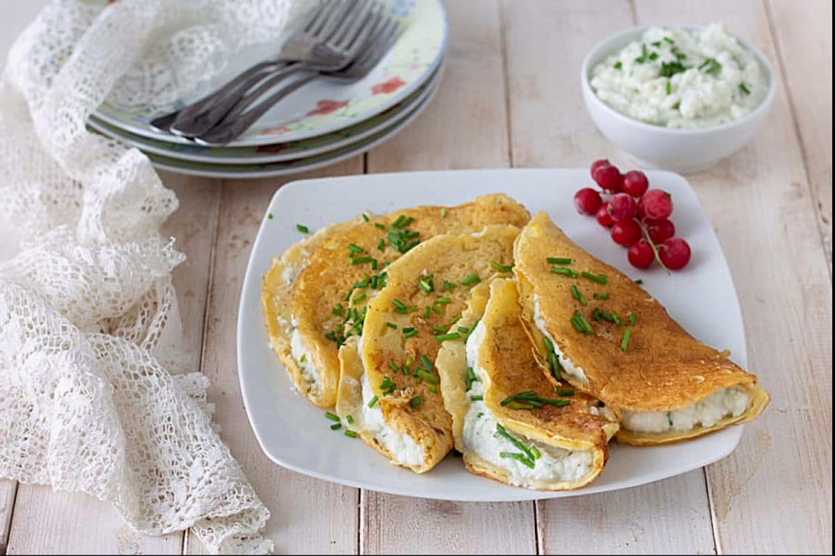 Kichererbsen-Crêpes mit Stockfischmousse
