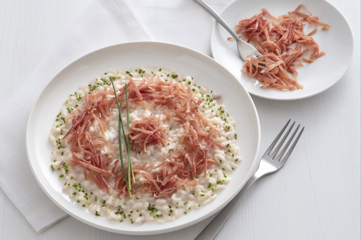 Bier-Risotto mit Culatello und Robiola