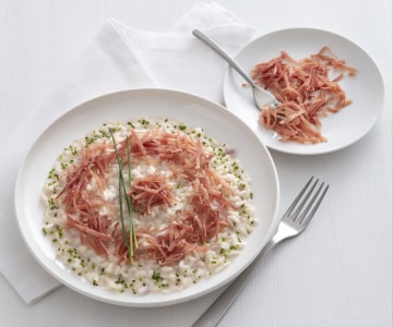 Bier-Risotto mit Culatello und Robiola