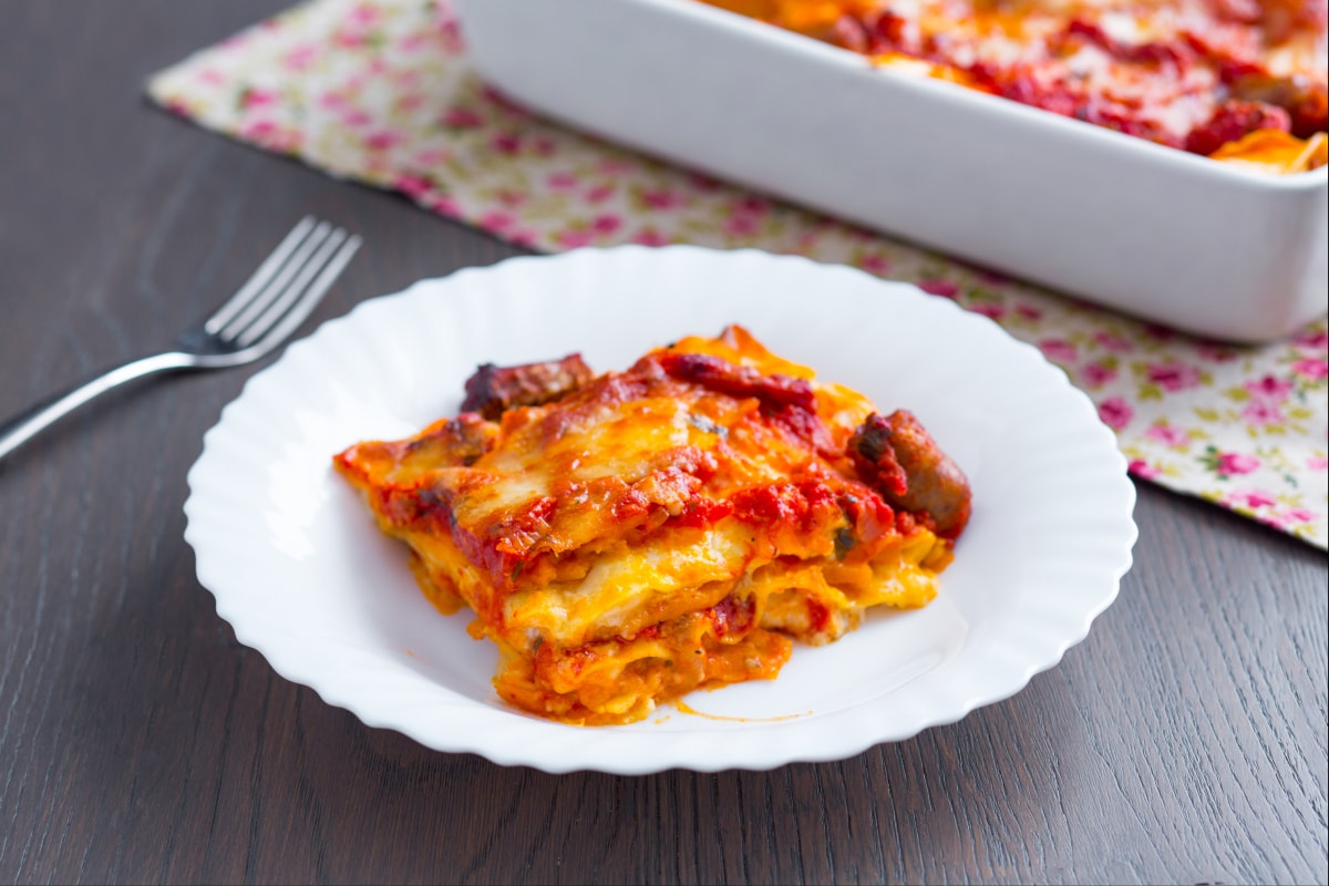 Lasagne mit Kürbis und Wurst