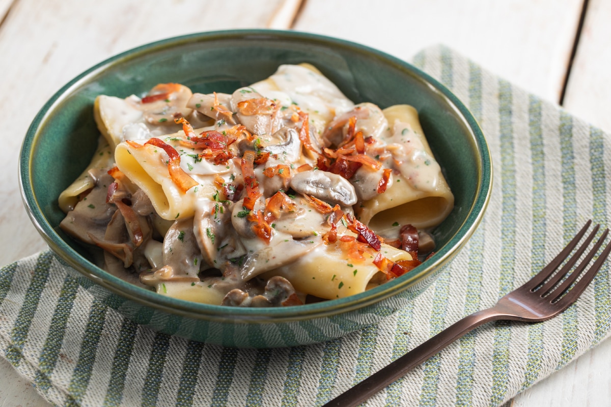 Pasta mit Pilzen und Speck
