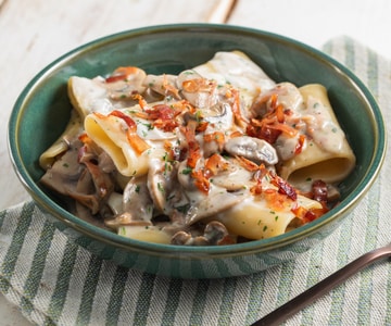Pasta mit Pilzen und Speck
