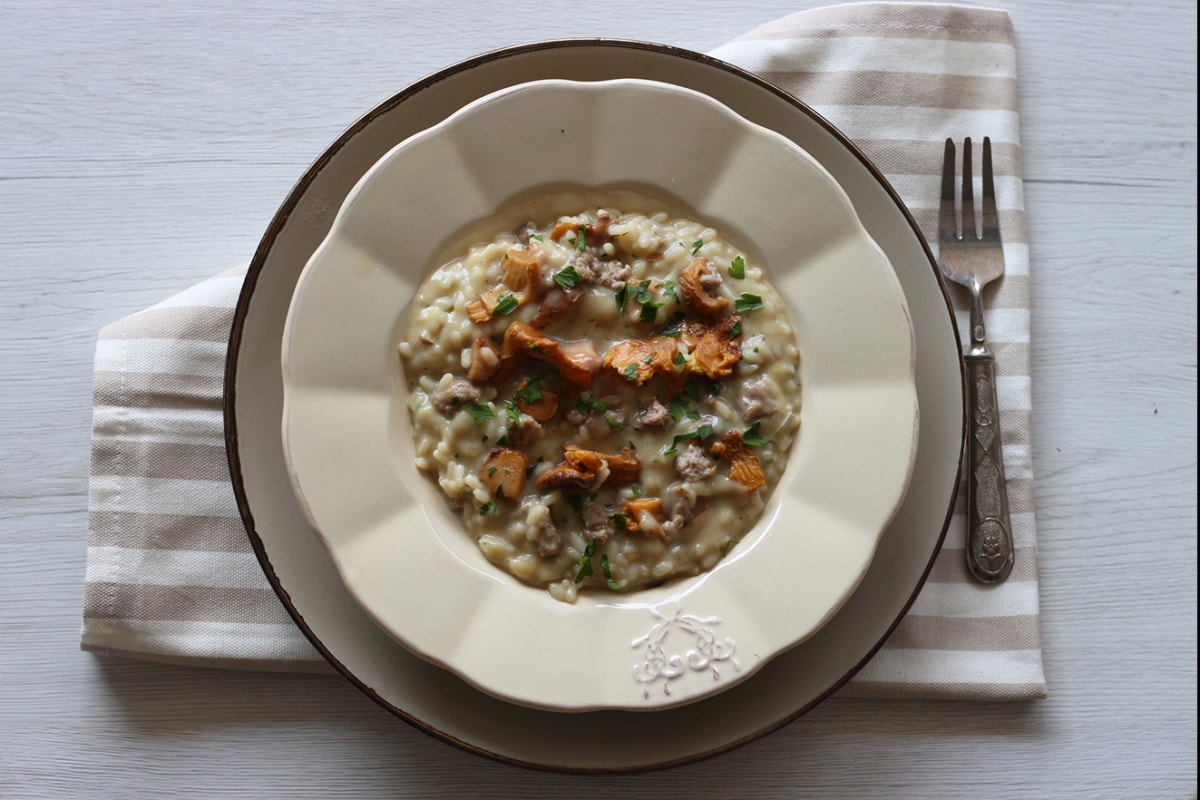 Risotto mit Pilzen und Wurst