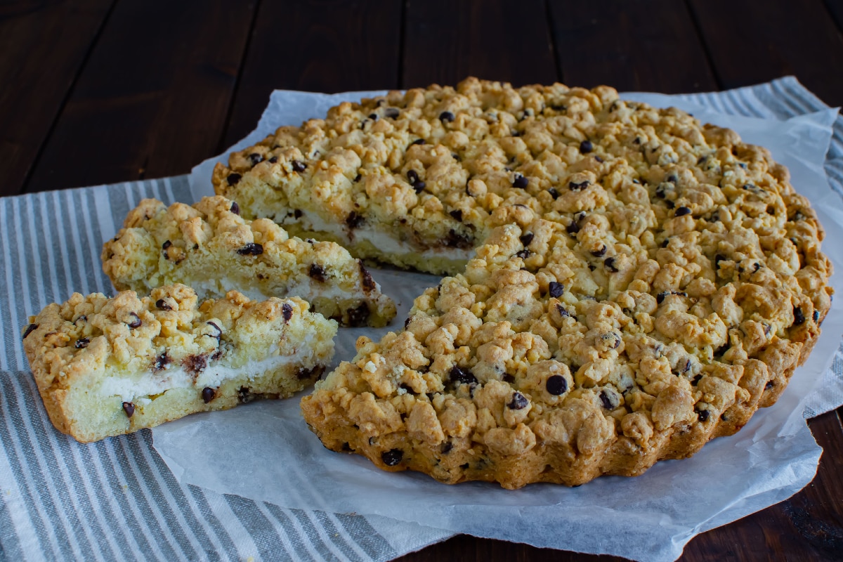 Bröselkuchen mit Ricotta und Schokolade