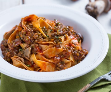 Pappardelle mit Linsen- und Pilzragout