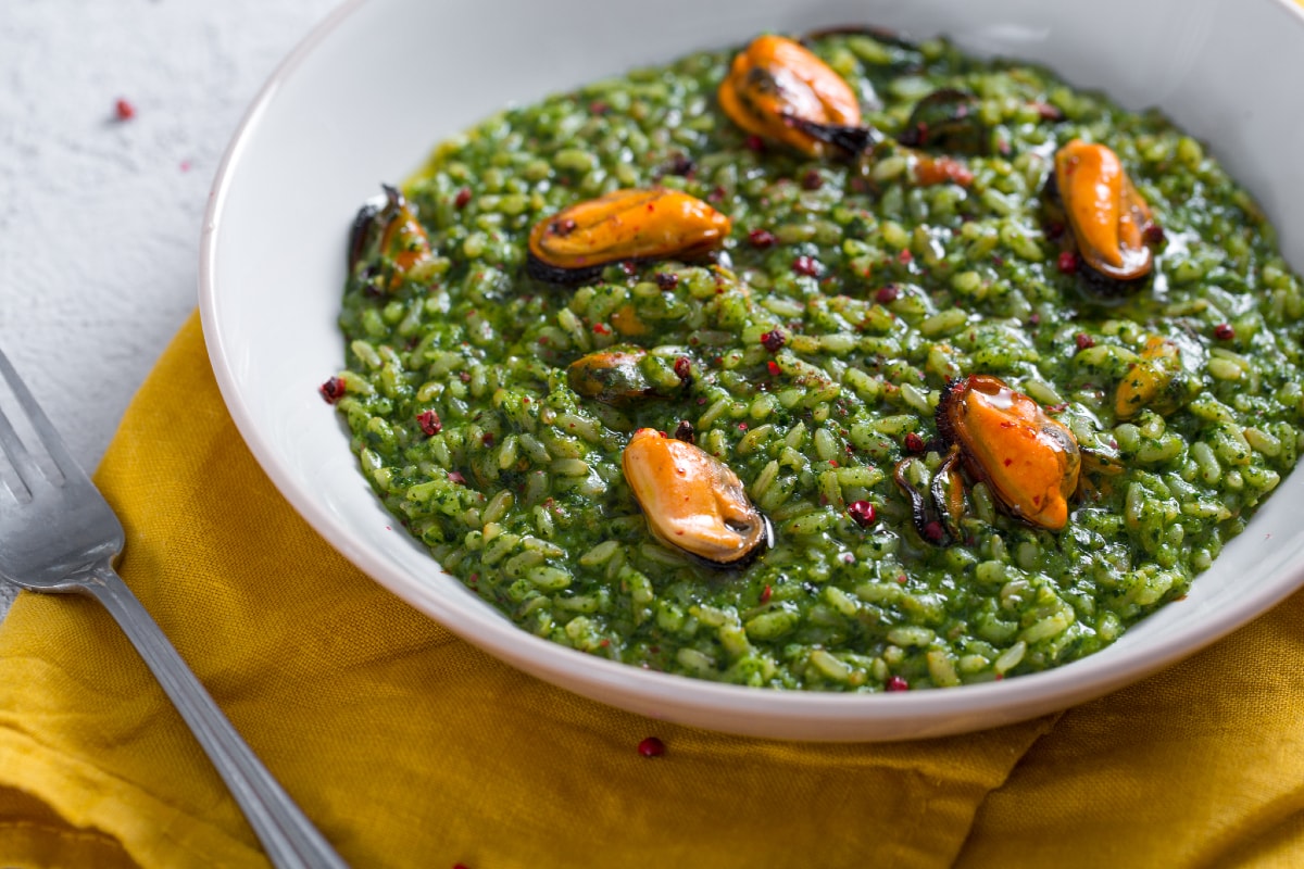Risotto mit Schwarzkohl und Miesmuscheln