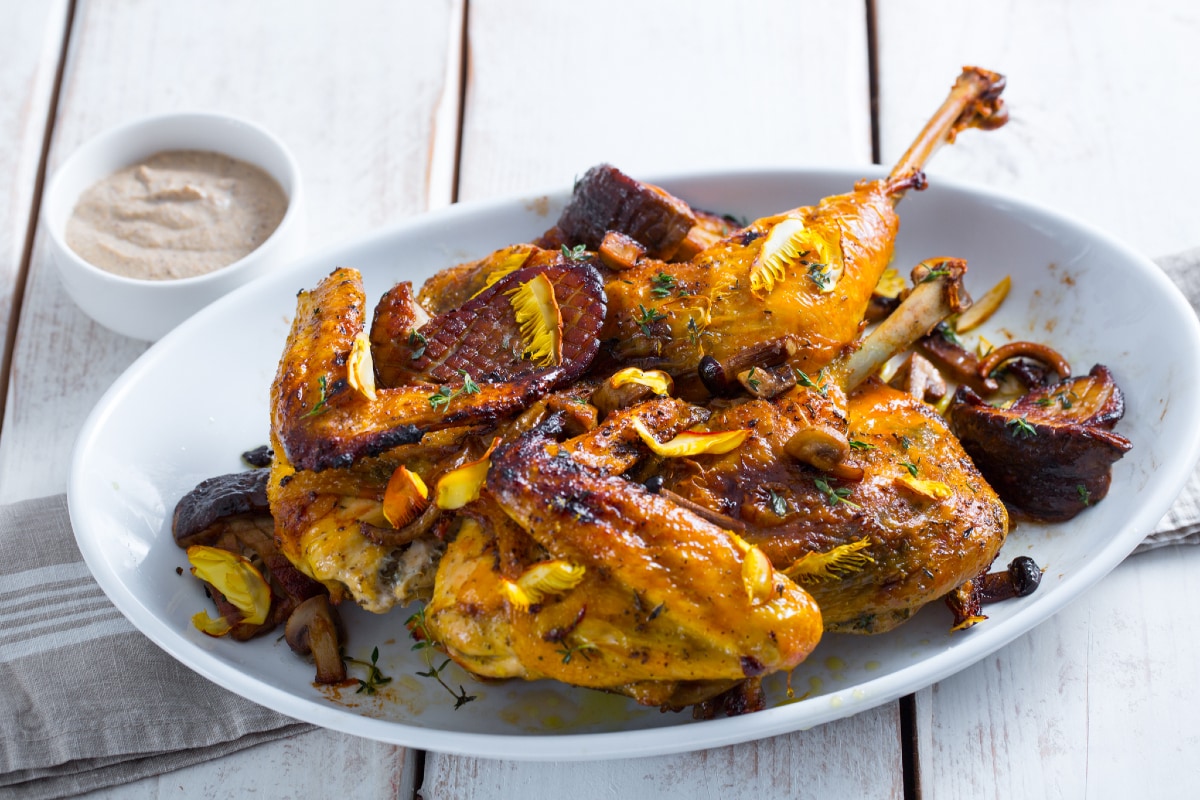 Hähnchen mit Kräutern und Pilzen