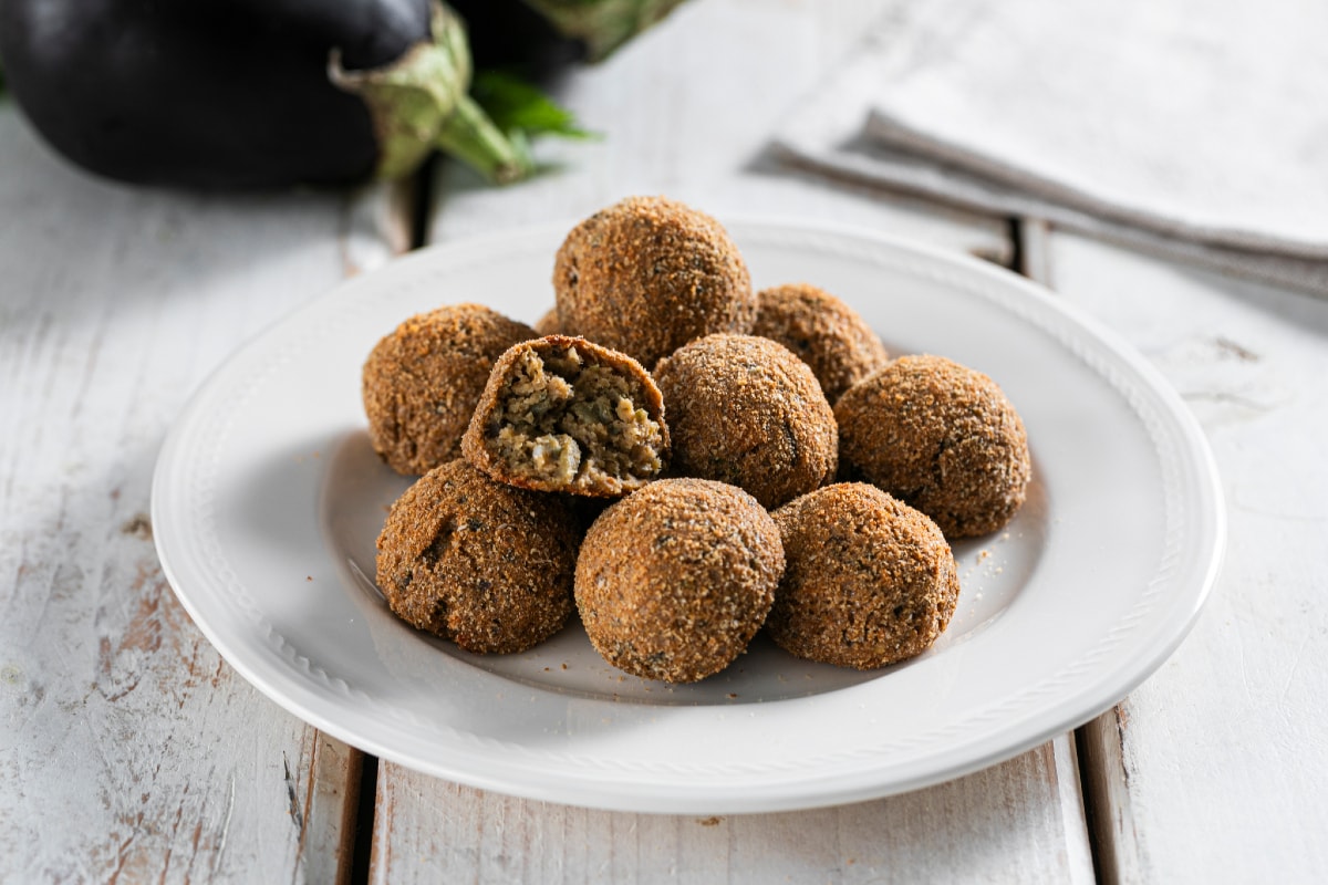 Gebackene Auberginenbällchen